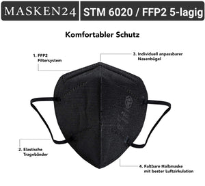 STM 6020 Atemschutzmaske FFP2 NR - Typ Black - CE Zertifiziert
